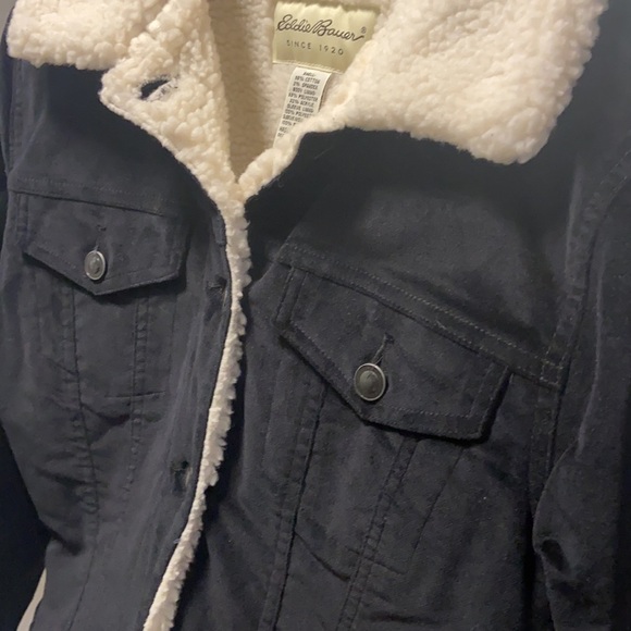 Eddie Bauer Black Velveteen Warm Jacket - Picture 2 of 8